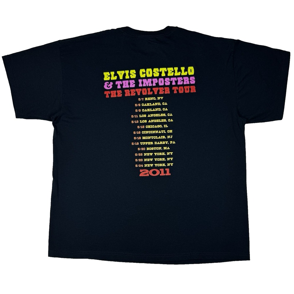 Elvis Costello and The Imposters Revolver Tour T Shirt Mens XL Black Band Biker‎ - Picture 2 of 10